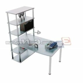 Furniture Writing Desk With Bookshelf 3d model