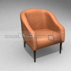 3d модель готельного шкіряного диванного крісла коричневого кольору