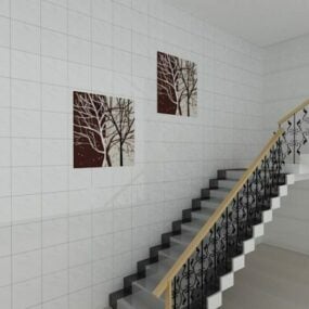 House Design With Marble Stair 3d model