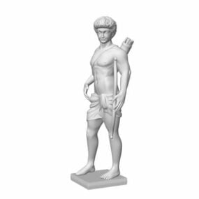 Stone Hunting Man Sculpture Statue 3d model