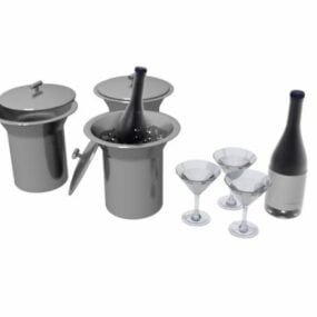 Ice Bucket Wine Party Set 3d model
