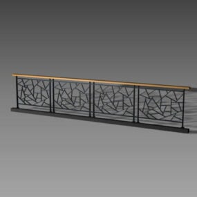 Diseño de barandilla de hierro para jardín de casa modelo 3d
