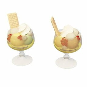 Food Glass Cup Of Ice Cream 3d model