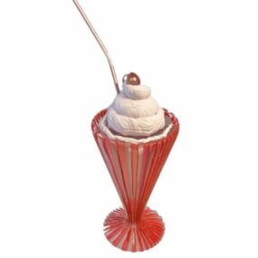 Ice Cream Food With Straw 3d model