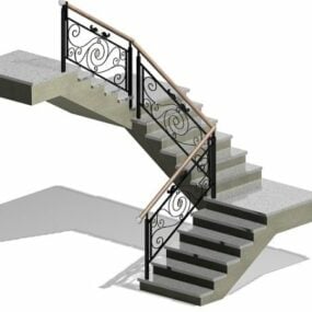 3д модель конструкции внутренней бетонной лестницы