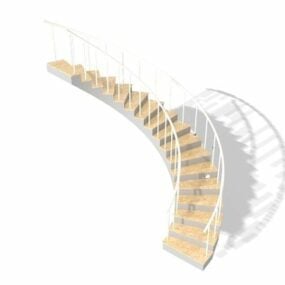 3D model vnitřního dřevěného zakřiveného schodiště