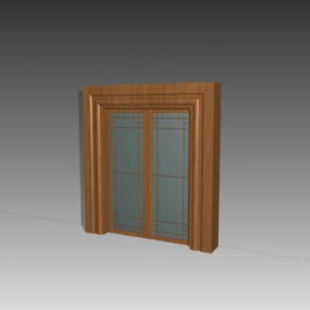 Home Wood Indoor Double Glass Doors 3d model