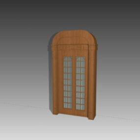 Indoor Wooden Double Glazed Door 3d model