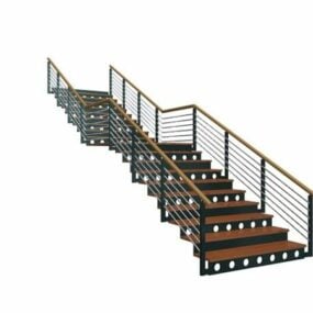3D model vnitřního schodiště ve dřevěném stylu