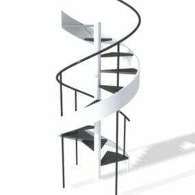 Europejskie żelazne schody z poręczą Model 3D