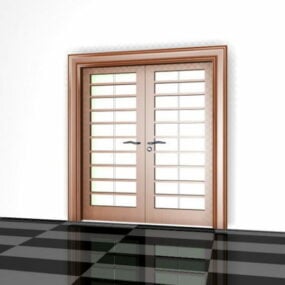 Doppie porte di design per la casa con vetro modello 3d