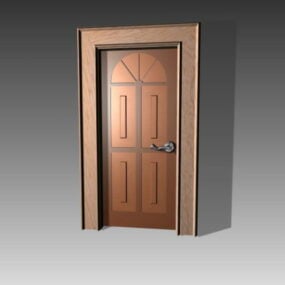 Diseño de puerta empotrada de madera interior modelo 3d