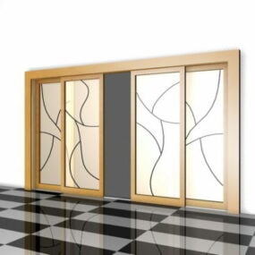 Wewnętrzne drewniane drzwi przesuwne Przegrody pokojowe Model 3D