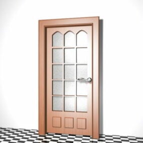 Home Interior Wood Glazed Door 3d model