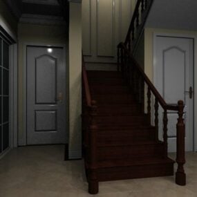 Home Interior Wooden Stairs 3d model