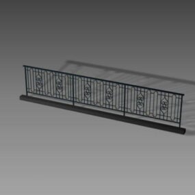 老式铁家庭围栏栏杆3d模型