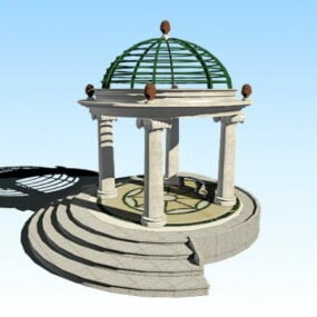 3D-Modell der italienischen Pavillon-Architektur im Freien