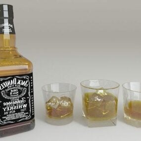Glasflaska Jack Daniels Whisky 3d-modell