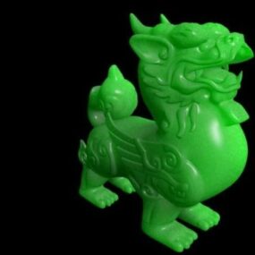 Antiguo modelo 3d de talla de jade Qilin