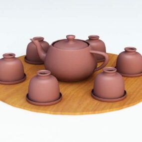 3д модель кухонного японского чайного сервиза