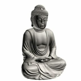 Modello 3d della statua buddista asiatica