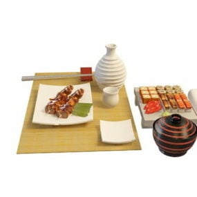Set da pranzo per cucina giapponese modello 3d
