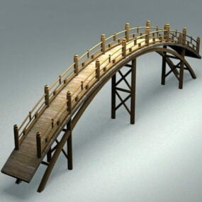 نموذج جسر الحديقة الخشبية الياباني ثلاثي الأبعاد