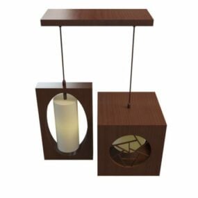 Японский деревянный подвесной светильник