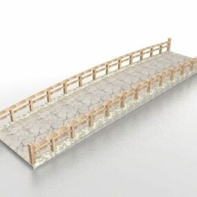 جسر الحديقة الحجرية الخشبية الآسيوية نموذج ثلاثي الأبعاد