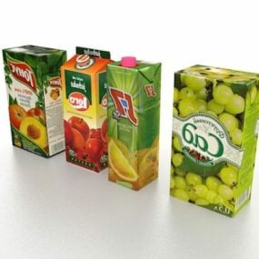 Modello 3d del pacchetto di succhi del supermercato