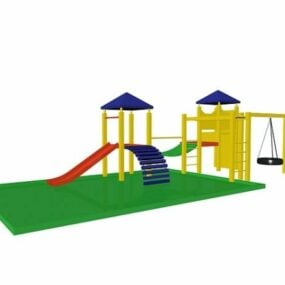 Modello 3d del parco giochi con trampolino