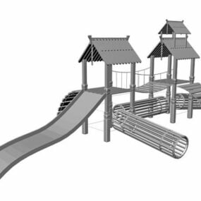 Roller Coaster Playground Cartoon Building 3d model