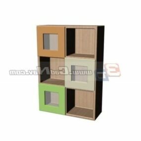 3д модель красочного деревянного шкафа для детских игрушек