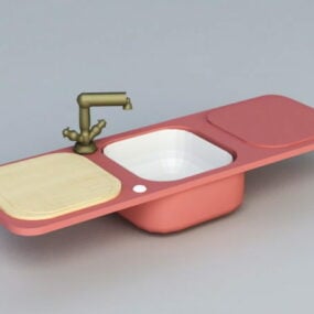 Sink With Drainboard 3d model