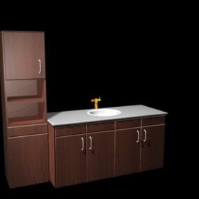 کابینت آشپزخانه با سینک ترکیبی مدل سه بعدی