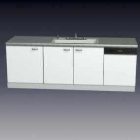 3д модель простого кухонного шкафа и раковины