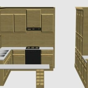 Ideas simples de diseño de gabinetes de cocina modelo 3d