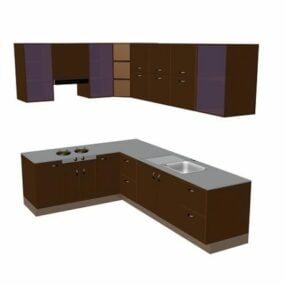 Kitchen L Cabinet Units Design 3d model