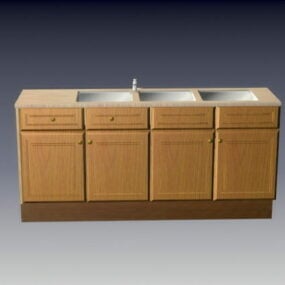 Wooden Kitchen Cabinet With Sink 3d model