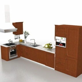Diseño de gabinetes de cocina de casa simple modelo 3d