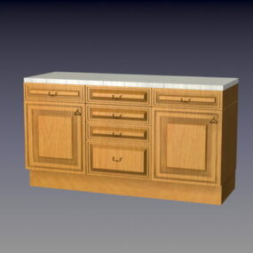 Wood Kitchen Counter Cabinet 3d model
