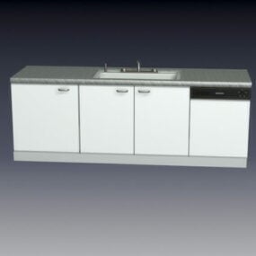 کابینت سینک آشپزخانه با کانتر تاپ مدل سه بعدی