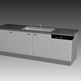 Kitchen Countertop Furniture With Sink 3d model