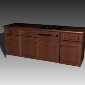 Kitchen Countertop With Stove 3d model