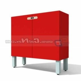 红色厨房橱柜家具3d模型