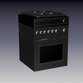 Schwarzes Küchen-Gasherd-Möbel-3D-Modell