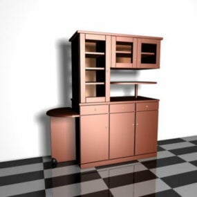 Wooden Kitchen Hutch Cabinet 3d model