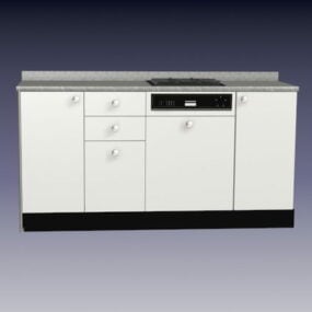 Kitchen Wooden Range Cabinet 3d model