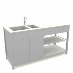 Simple Kitchen Sink Base Cabinet 3d model