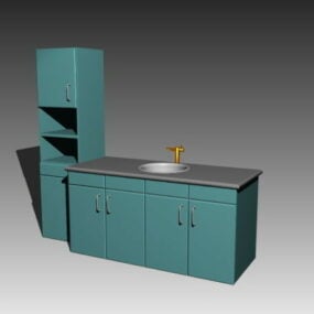 Mueble de fregadero simple de cocina modelo 3d